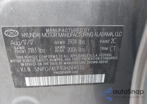 2018 Hyundai Elantra Se from USA, damaged, VIN 5NPD74LF9JH264035